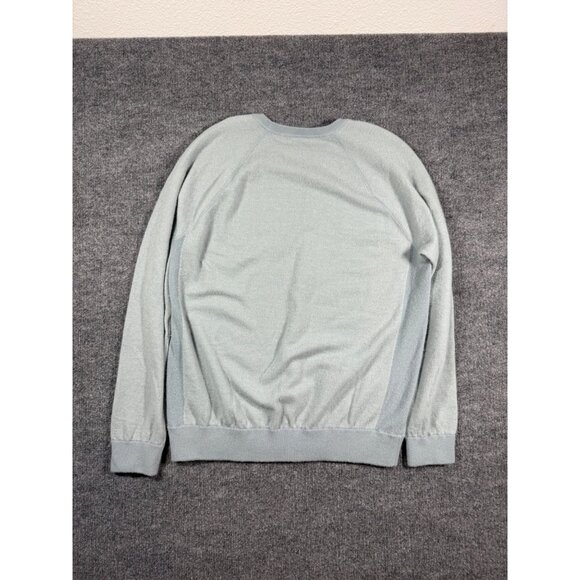Vince Men's Wool Cashmere Birdseye Raglan Crew Sweater Blue Gray XL Quiet Luxury - Picture 2 of 6